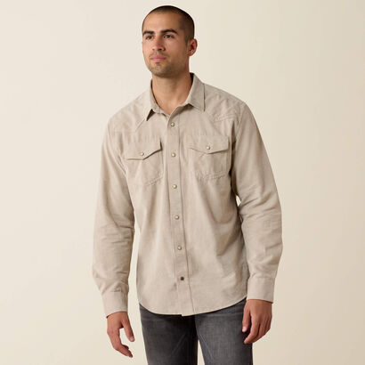 Retro Handorf Corduroy Fitted Snap Shirt Front