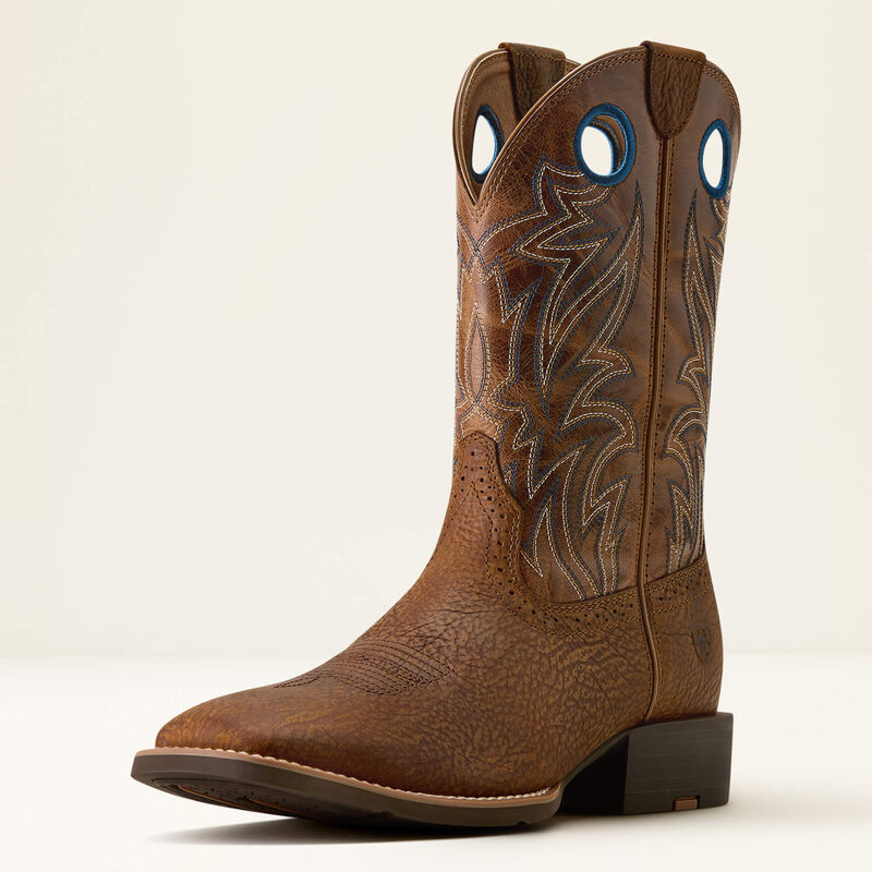 Sport Sidebet Wide Square Toe Western Boot 3-4 Front