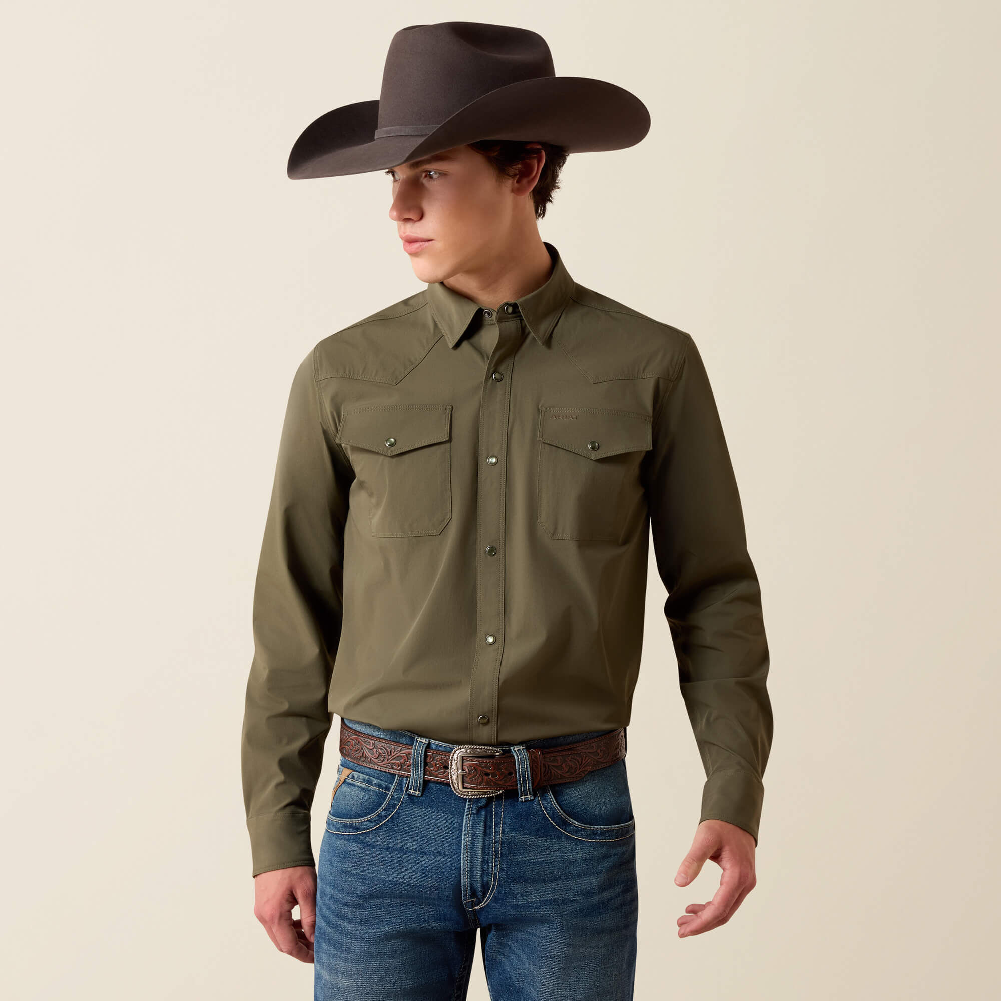 ARIAT 帽子付き乗馬長袖シャツ Team Logo Twill Classic Fit Shirt | Ariat