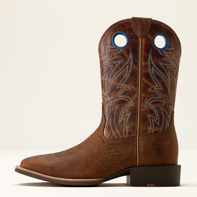 Sport Sidebet Wide Square Toe Western Boot Side