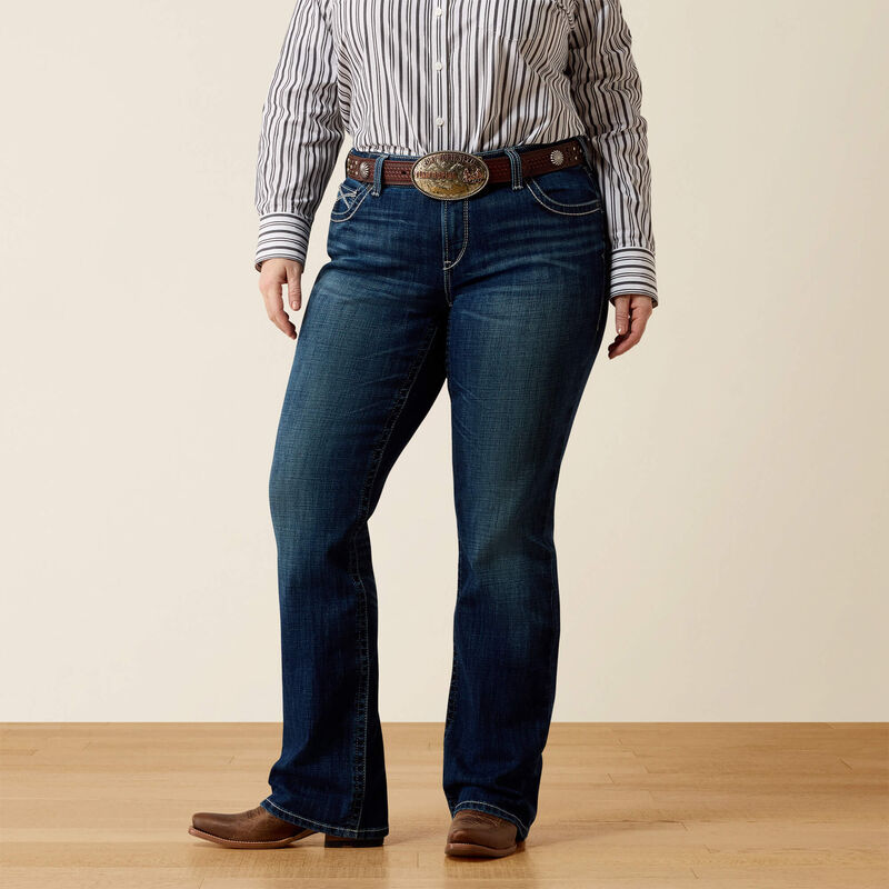 Mid Rise Olenna Boot Cut Jeans Front Plus