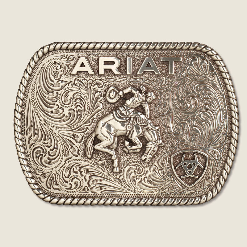Rectangle Buckle Saddle Bronc Motif Front