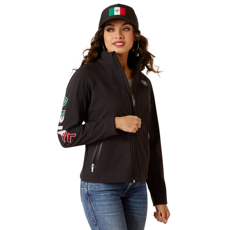Women's Classic Team Softshell MEXICO Jacket in Black, Size: Medium by Ariat