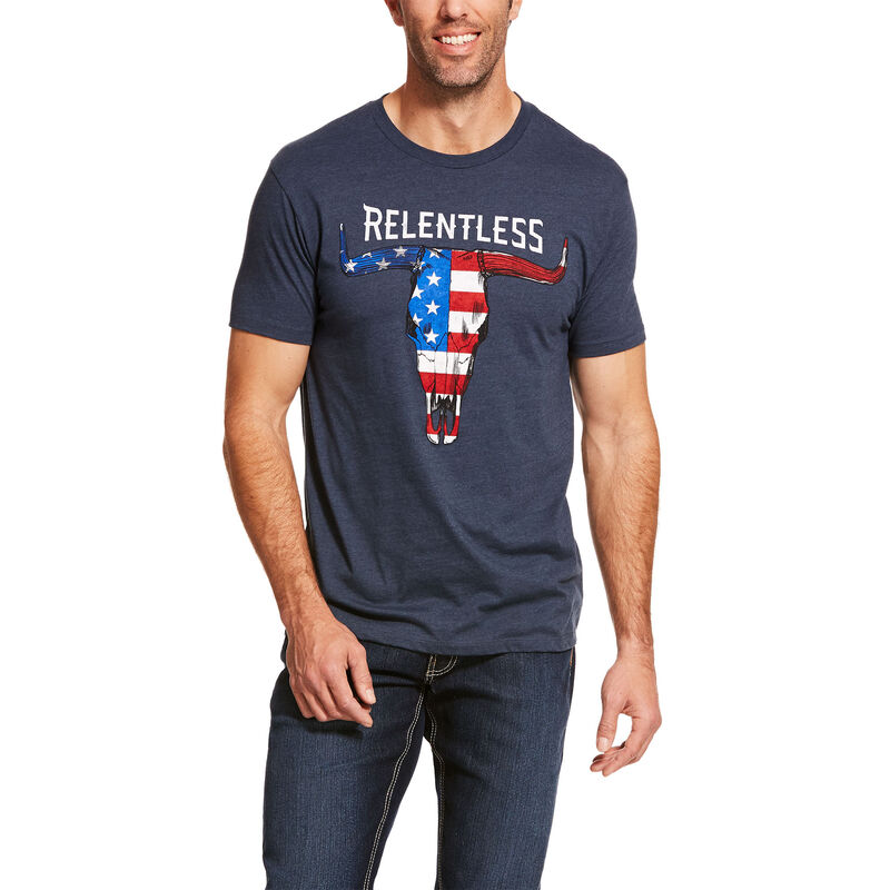 Relentless American Flag Skull T-Shirt