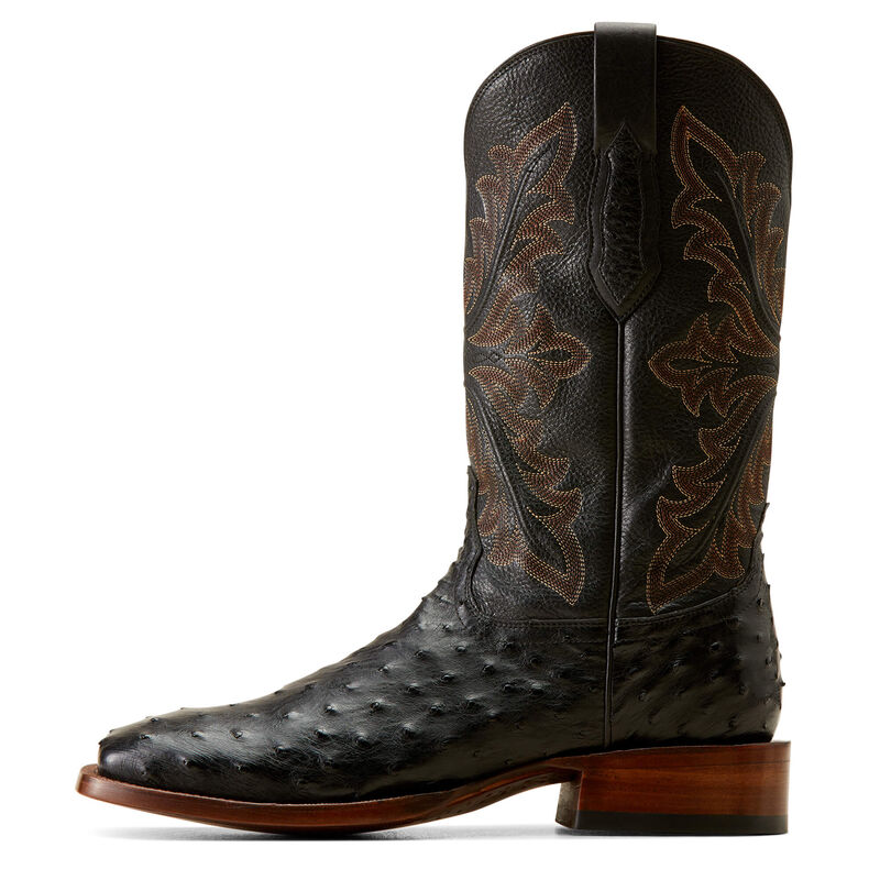 Ostrich Black | Men Square Toe Western Cowboy Boots 7 EE