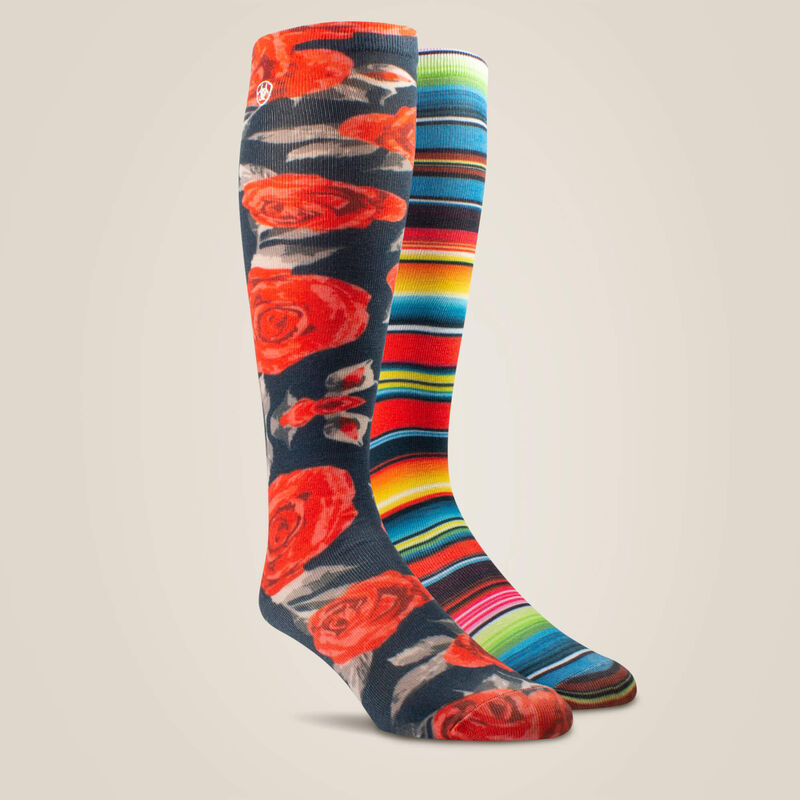 Western Beauty Knee High Sock 2 Pair Multi Color Pack