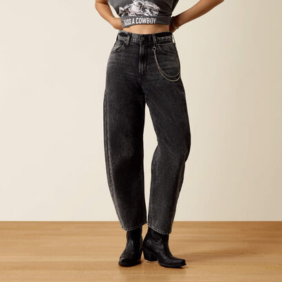 Midnight Lux Barrel Jeans Front