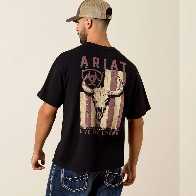 Ariat Bison Legend Flag ToughStock Boxy T-Shirt Front