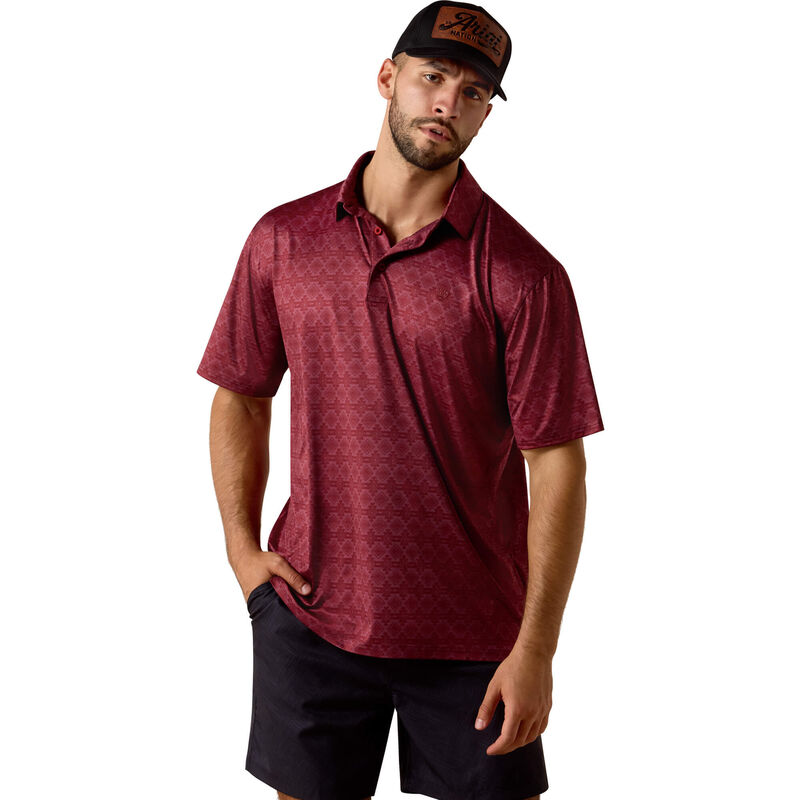 All Over Print Heathered Classic Fit Polo Front