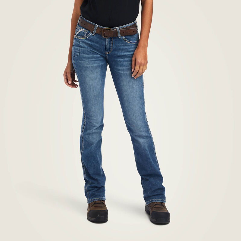 Women's Rebar Riveter Boot Cut Jeans in Malibu, Size: 26 Regular by Ariat