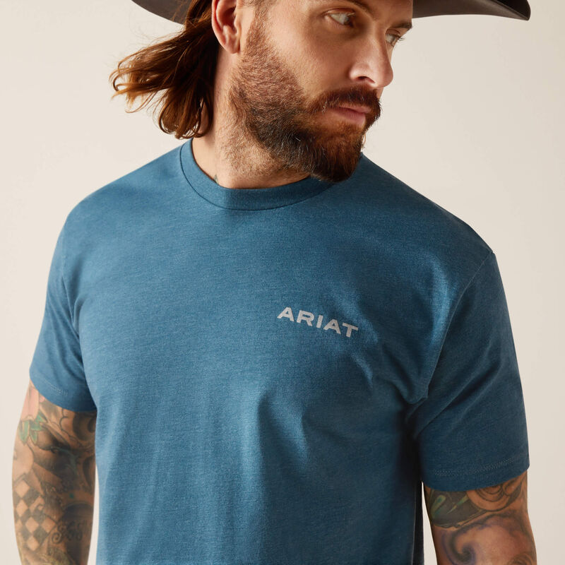 Men's Western Wire T-Shirt in Steel Blue Heather, Size: Small by Ariat