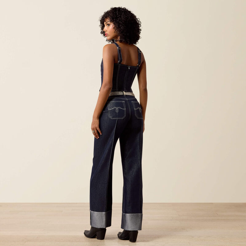 Ultra High Rise Lurex Wide Leg Jeans Back