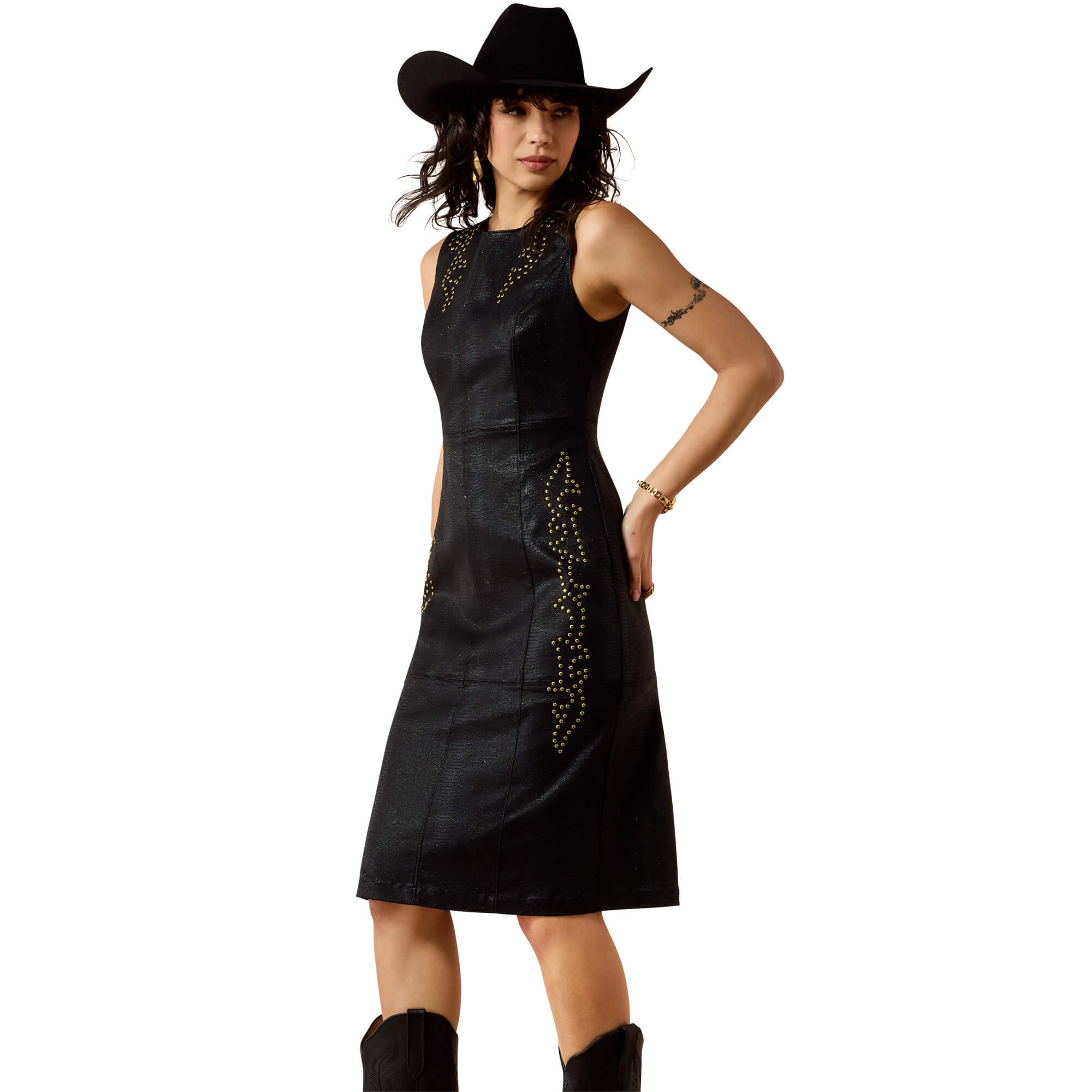 Women's Carter Dress in Black Leather, Size: 2 by Ariat