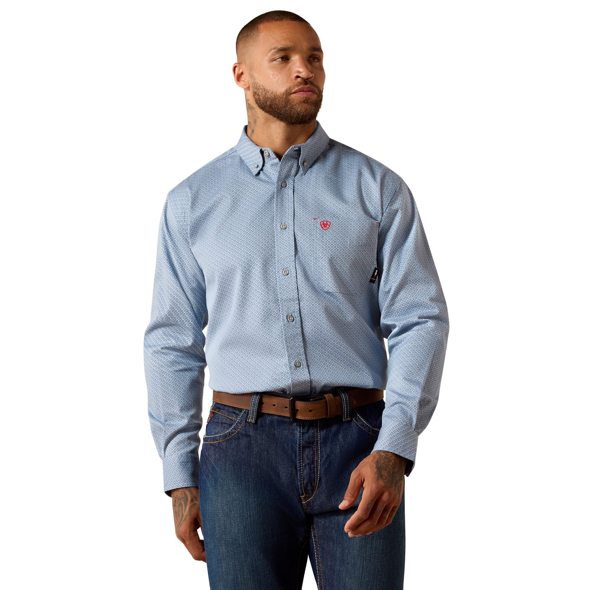 Men's Flame-Resistant Mantle Work Shirt in Dusty Blue, Size: 3XLT by Ariat