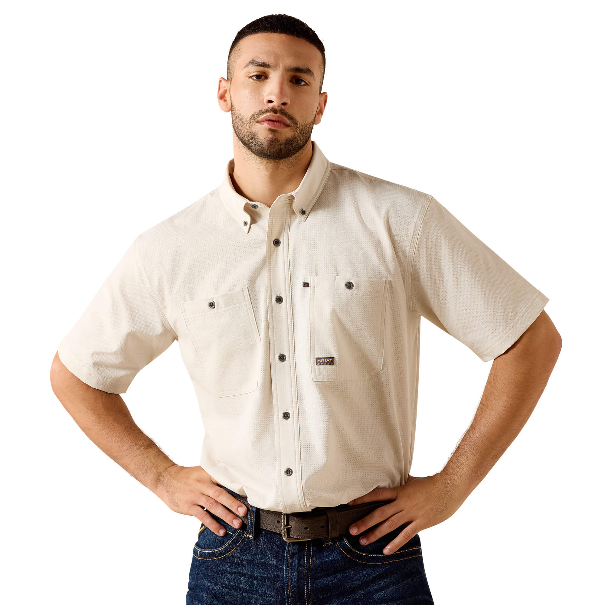 Men's Rebar Made Tough 360 Airflow Work Shirt in Moonbeam, Size: XL-T by Ariat