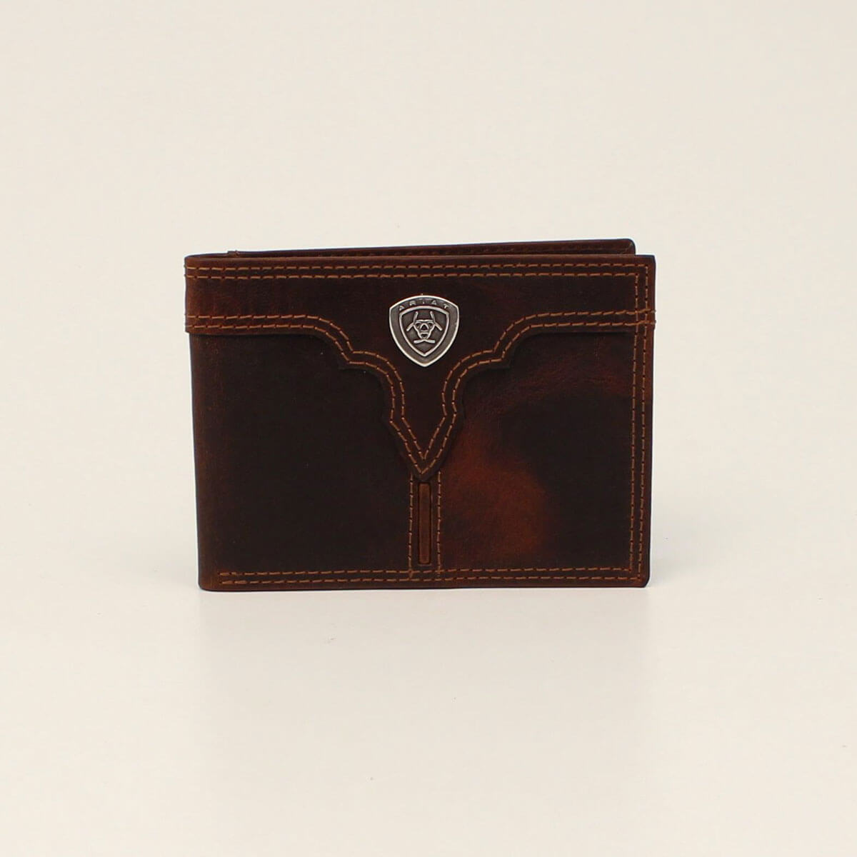 Men's Center ridge bifold wallet in Brown Leather, Size: OS by Ariat