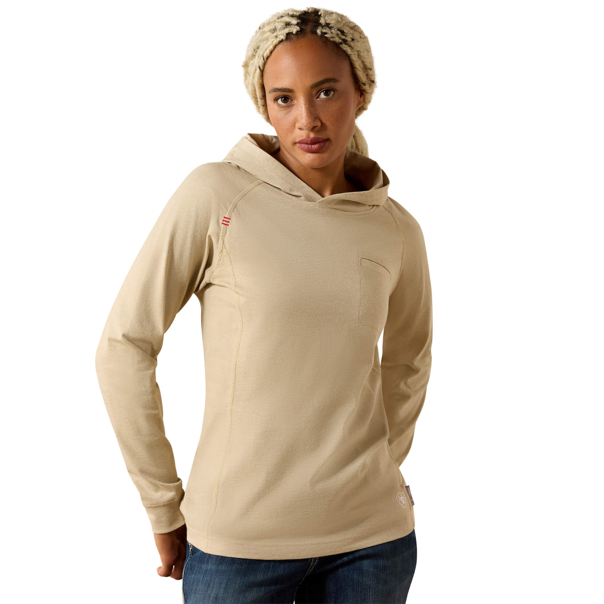 Women's Flame-Resistant Air Hooded Top in Sand Heather, Size: Large by Ariat