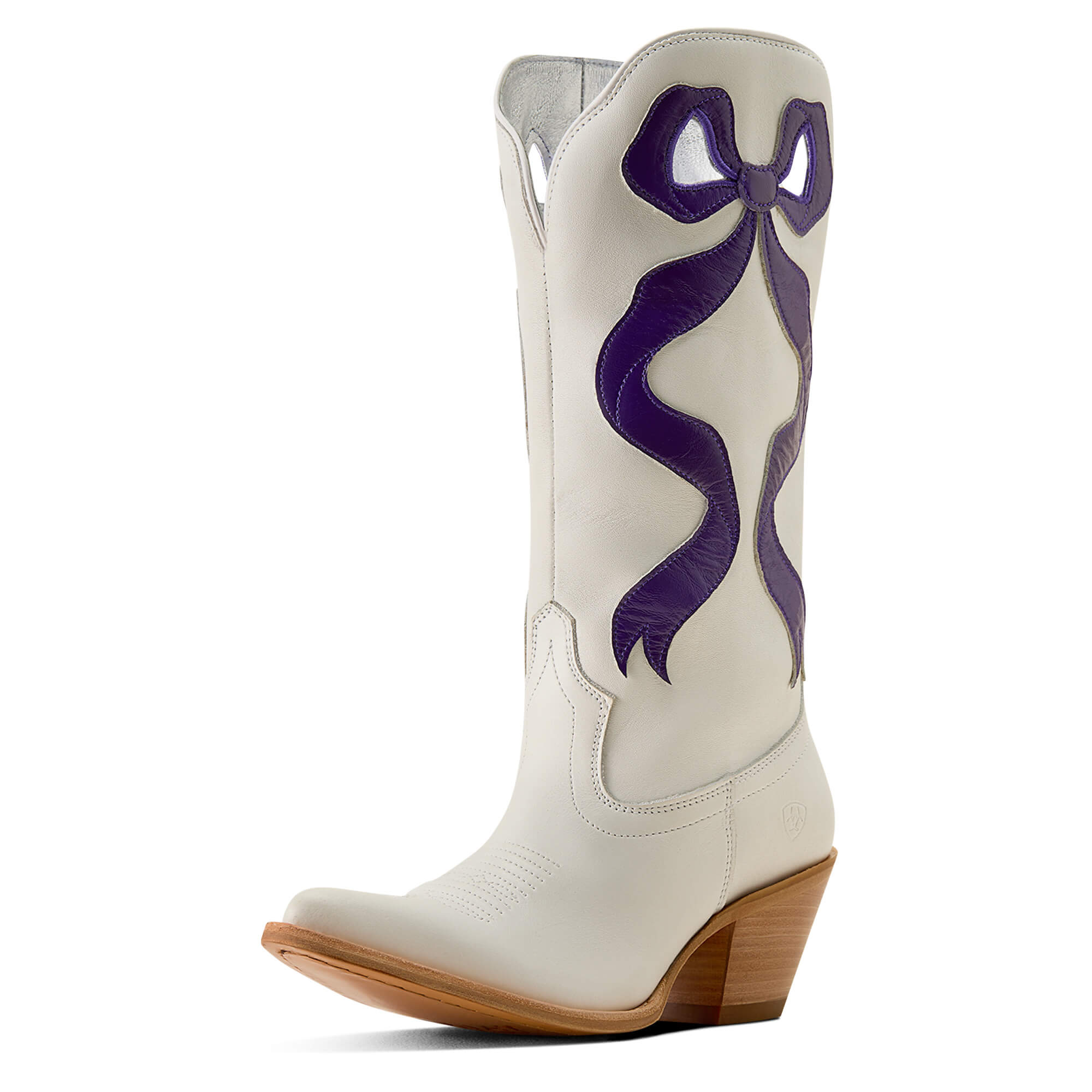 Women's Beaux J Toe Cowgirl Boots in Ivory Pearl Deep Amethyst Full-Grain Leather, Size: 5.5 B / Medium by Ariat