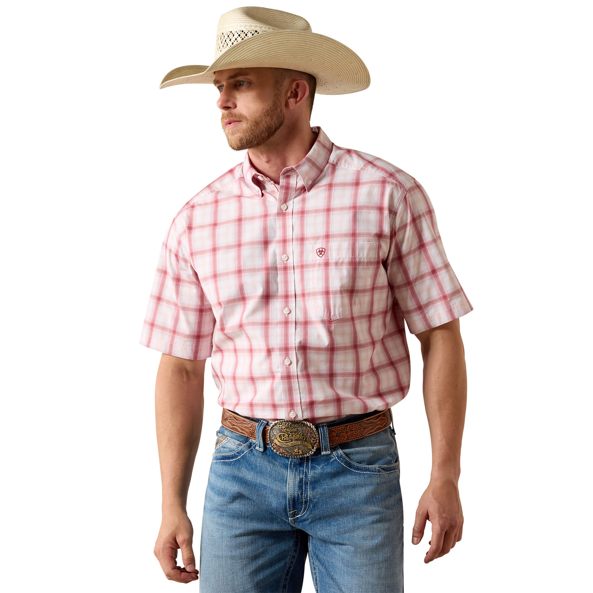 Men's Pro Series Tully Classic Fit Shirt in Peach Plaid, Size: XL-T by Ariat