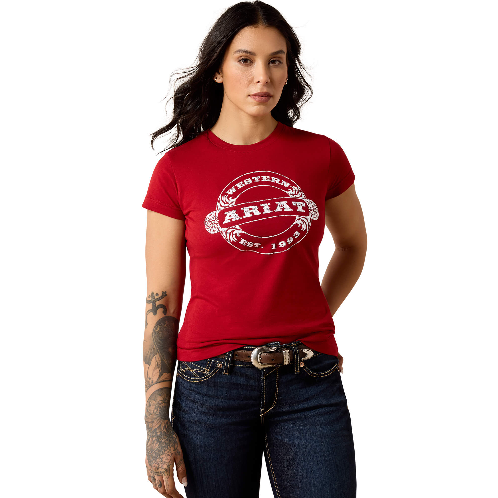 Women's Western 1993 T-Shirt in Garnet Cotton, Size: Small by Ariat