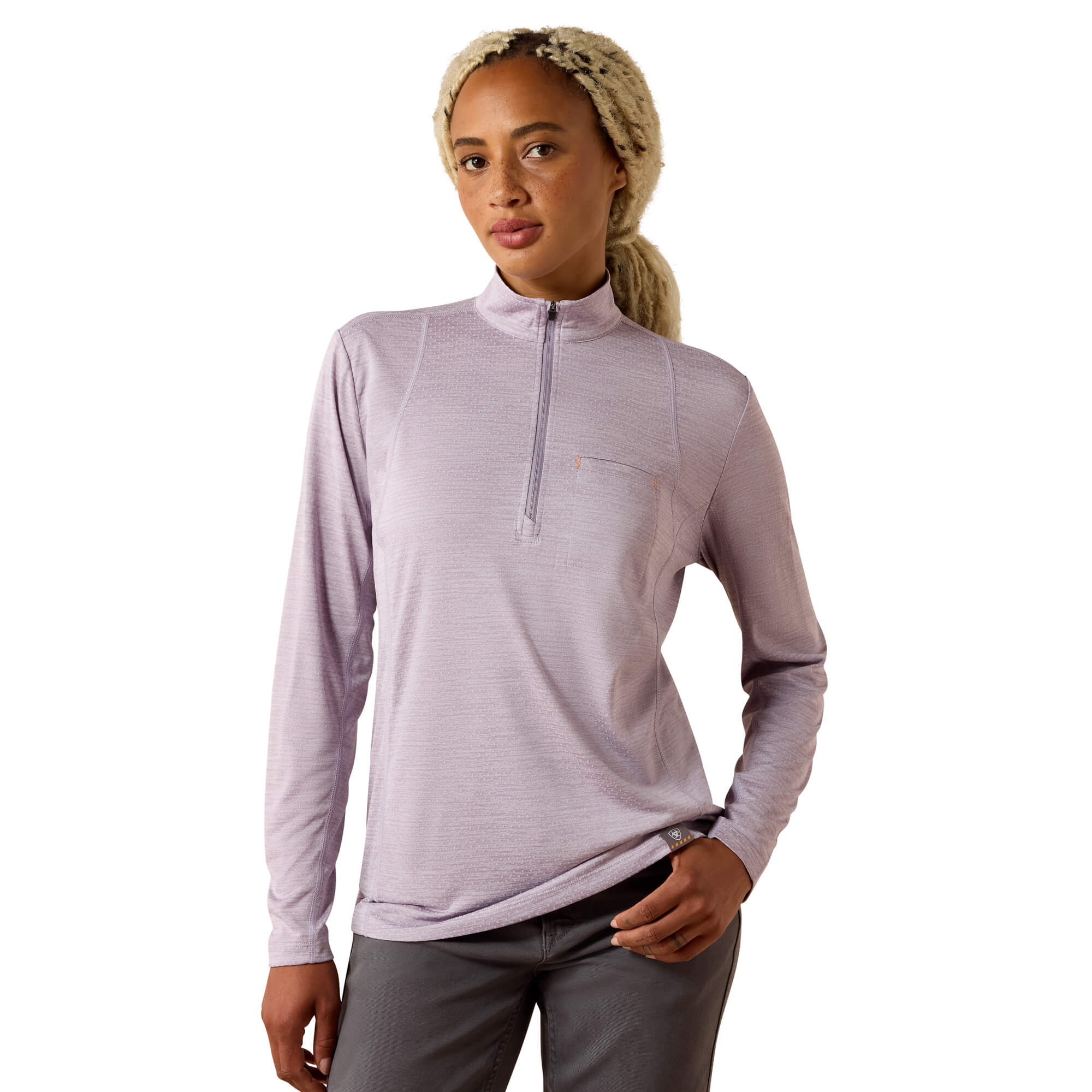 Women's Rebar Evolution 1/2 Zip Top in Purple Ash, Size: Large by Ariat