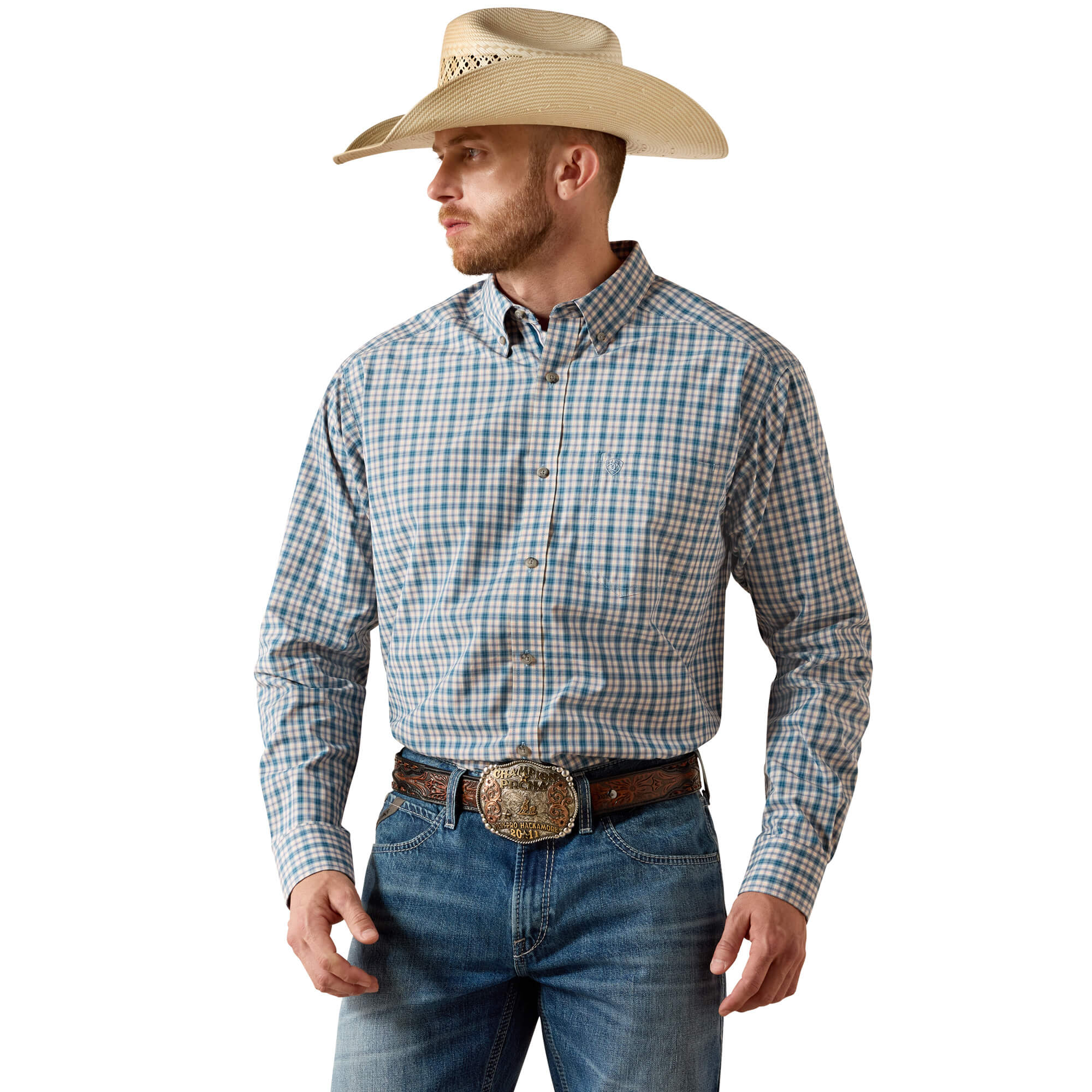 Men's Pro Series Truitt Classic Fit Shirt in Deep Dive Plaid, Size: XL-T by Ariat