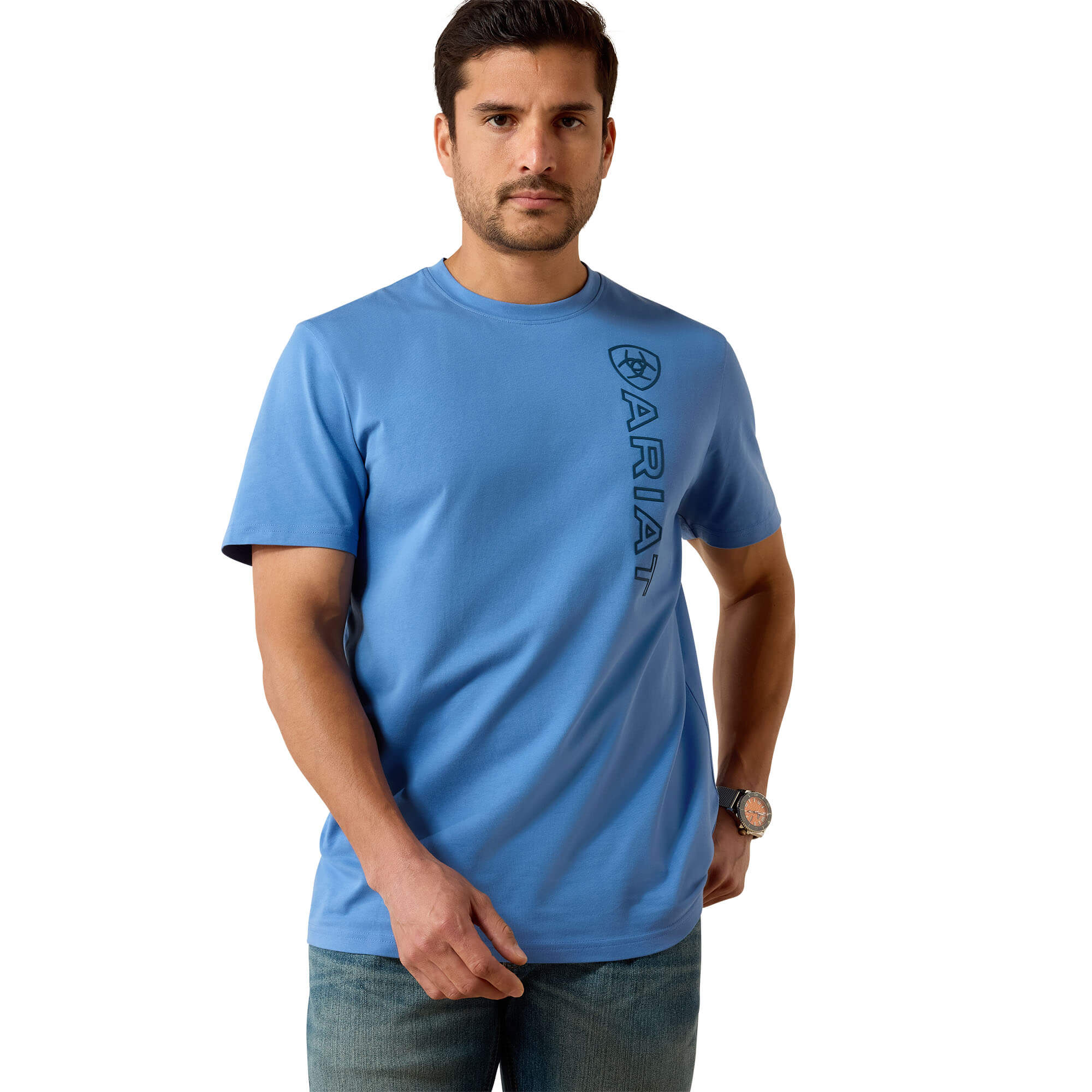 Men's Vertical Logo T-Shirt in Riviera Cotton, Size: XS by Ariat