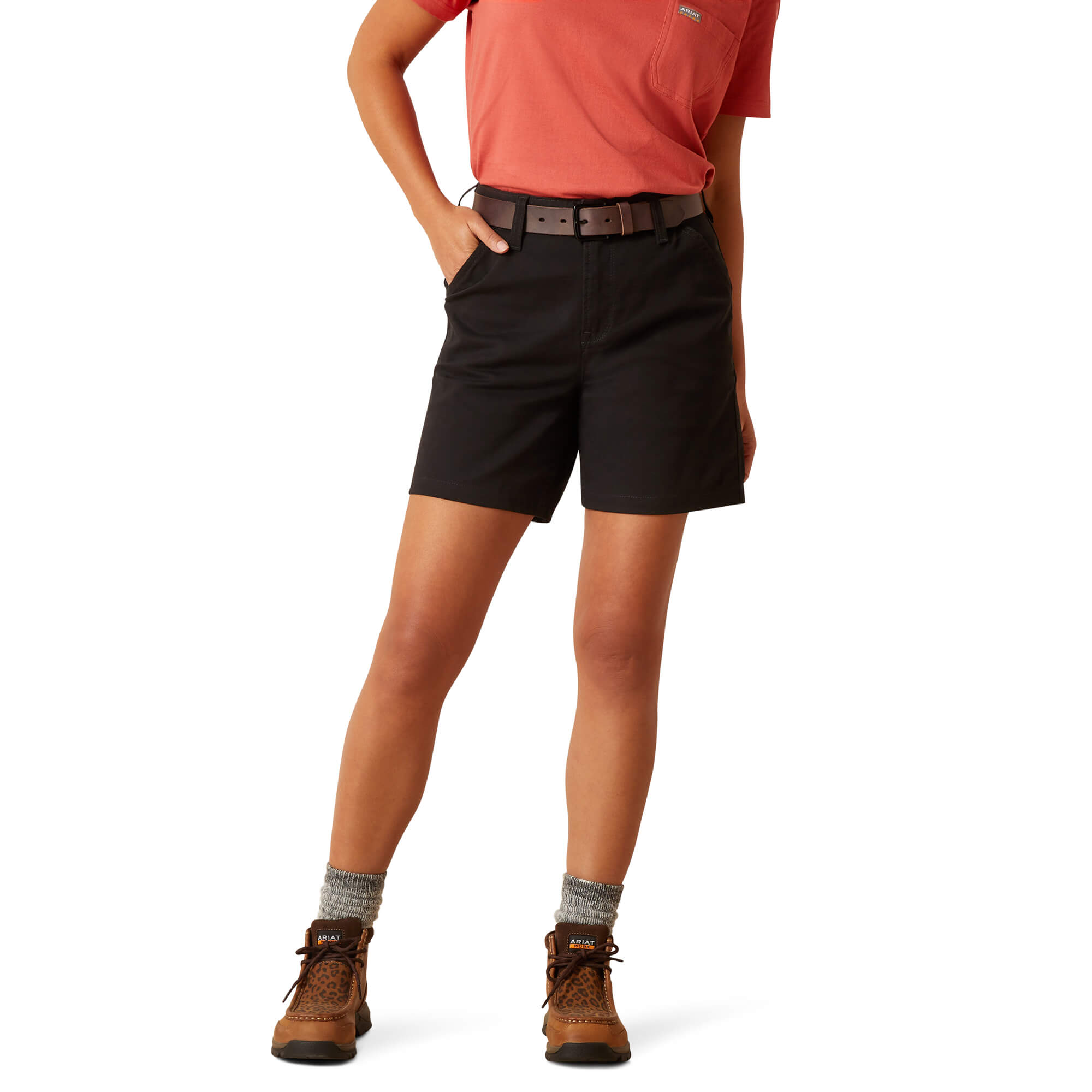 Women's Rebar PR Made Tough 6" Short in Black Cotton/Elasterell-P/Elastane, Size: 25 Regular by Ariat
