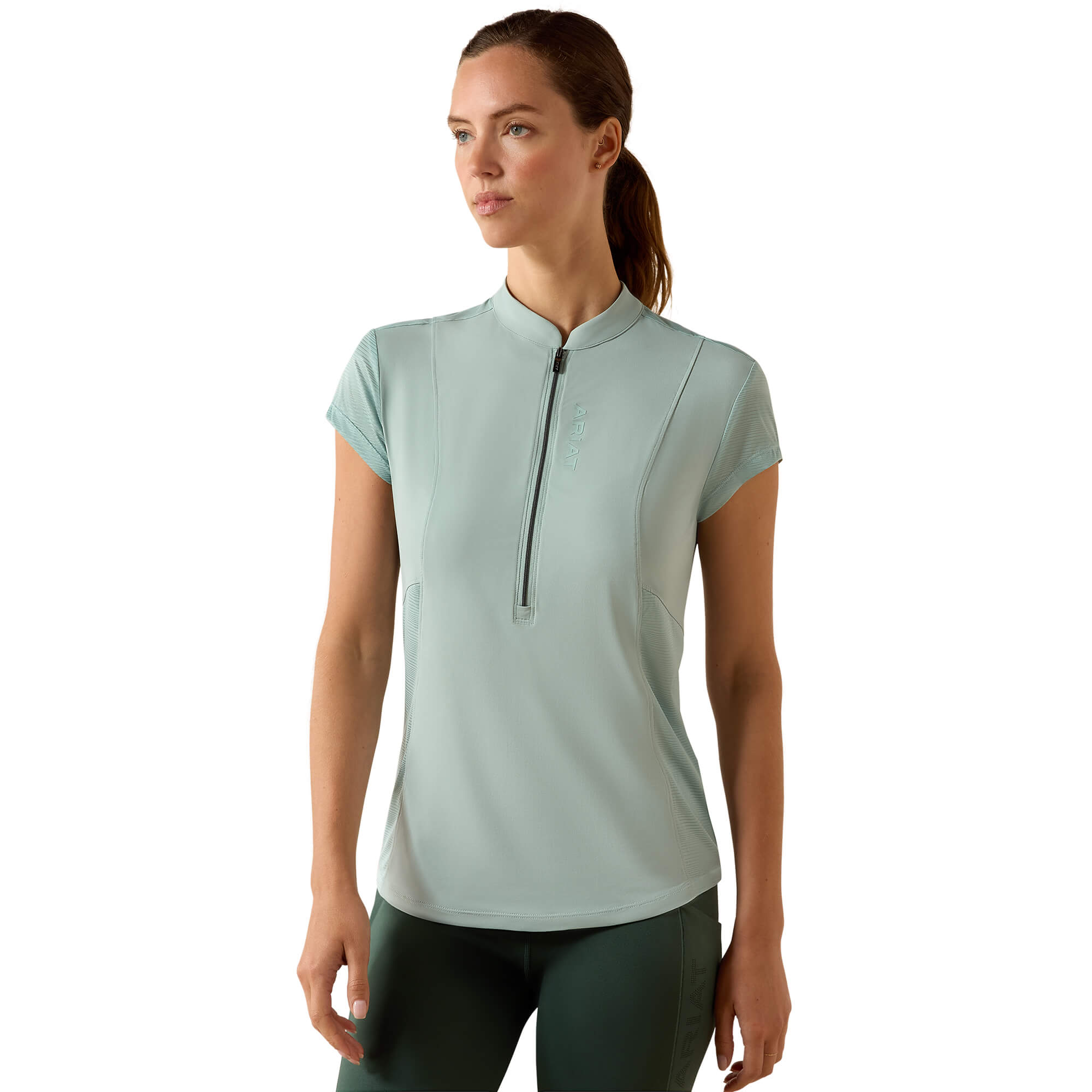 Women's Breathe 1/2 Zip Baselayer in Blue Surf, Size: Large by Ariat