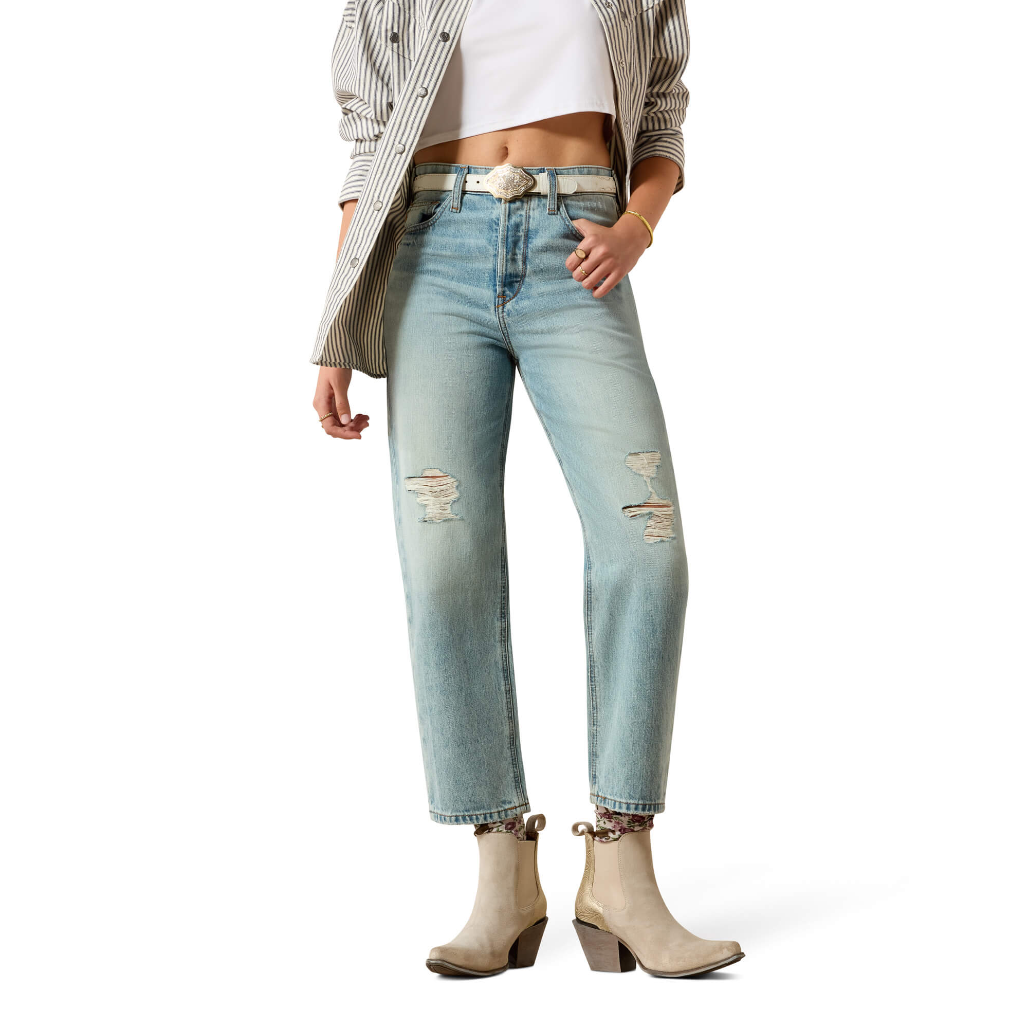 Women's Ultra High Rise Tomboy Relaxed Straight Leg Jeans in Saratoga Cotton Regular by Ariat