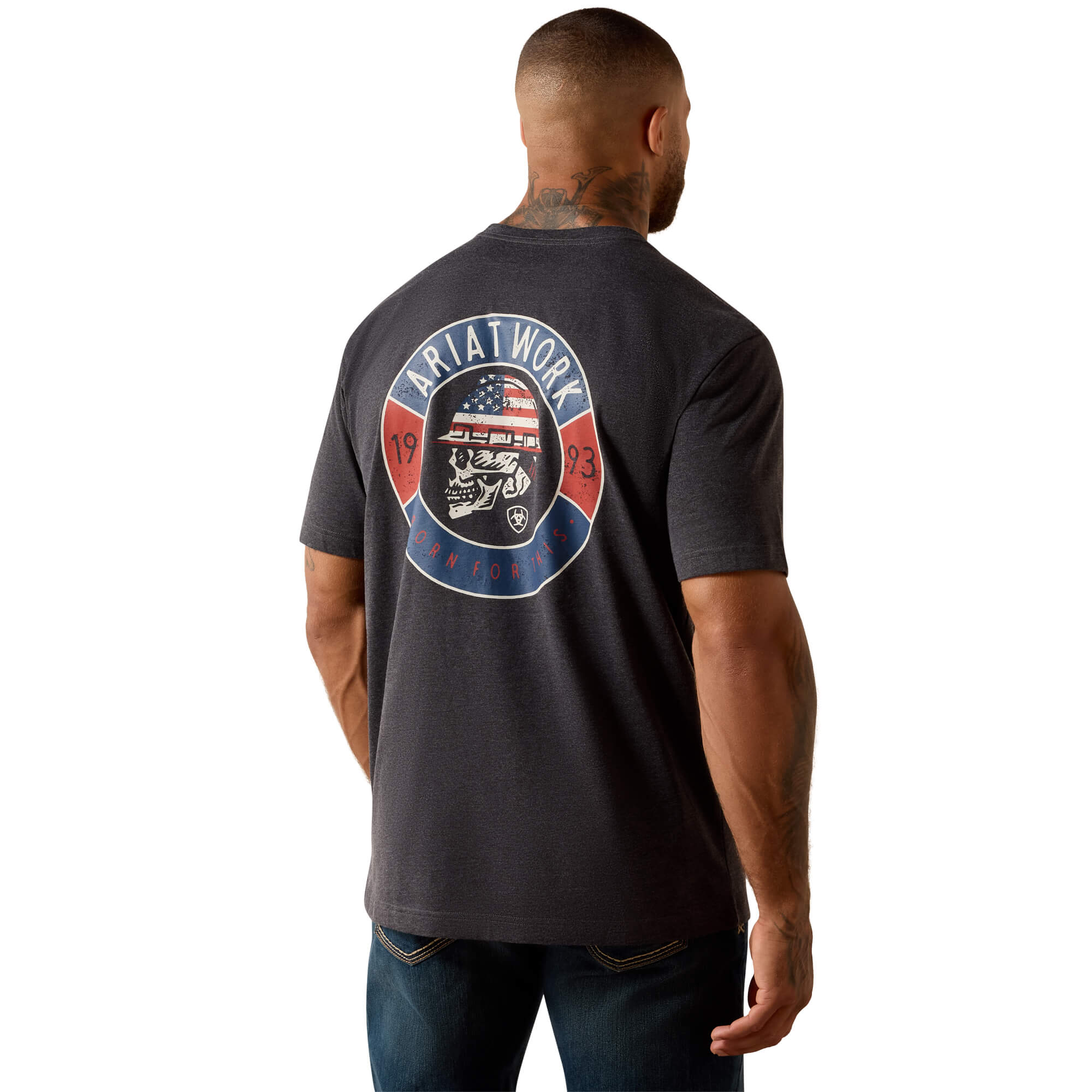 Men's Rebar Cotton Strong Skull T-Shirt in Charcoal Heather, Size: XL-T by Ariat