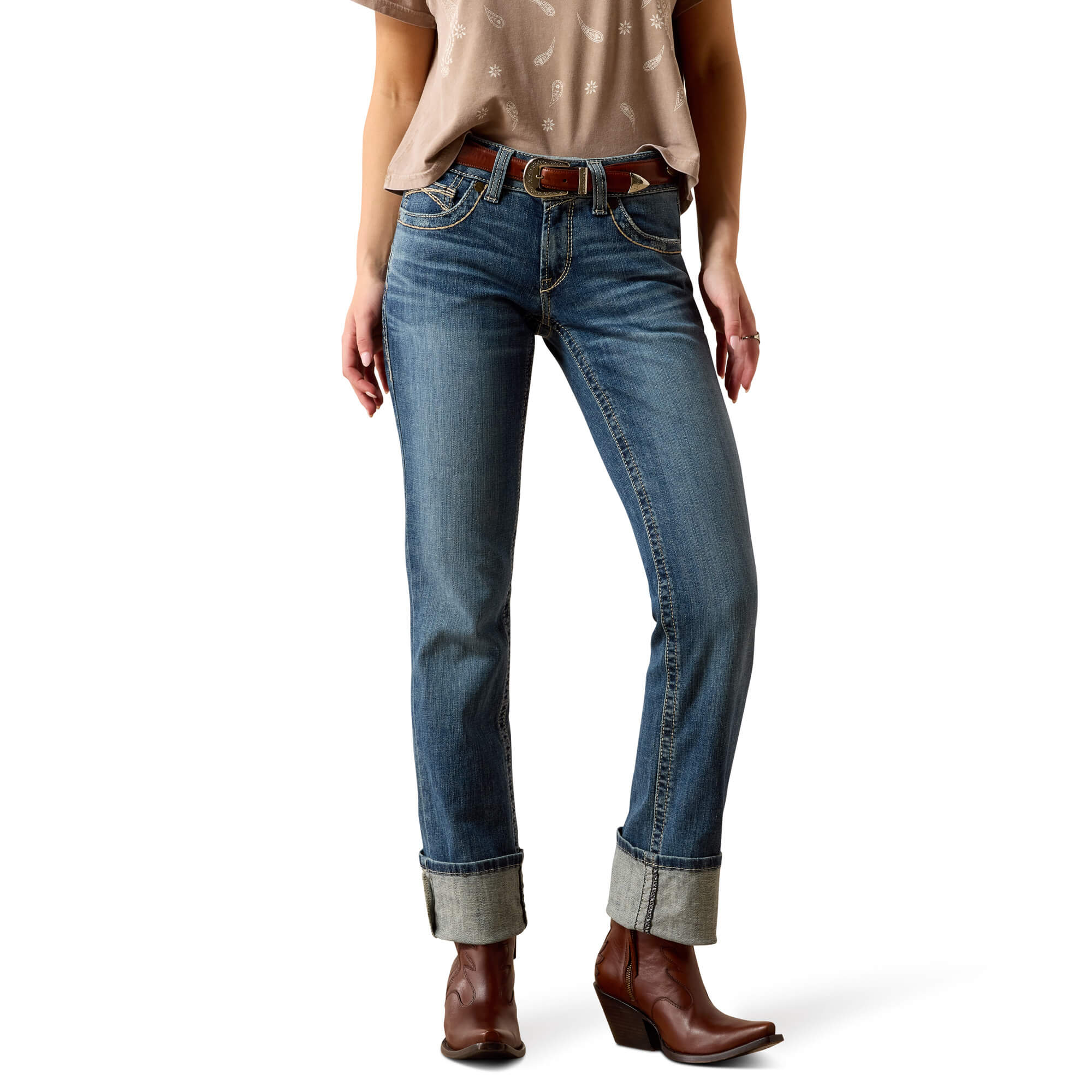 Women's Mid Rise Estelle Straight Leg Jeans in Canadian Short by Ariat
