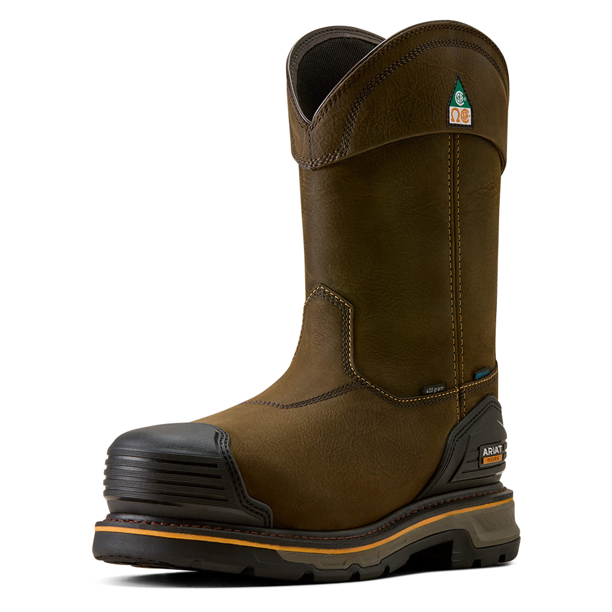 Men's Stump Jumper Pull-On CSA Waterproof Insulated Composite Toe Work Boots in Iron Coffee Premium Full-Grain Leather, Size: 9.5 D / Medium by Ariat