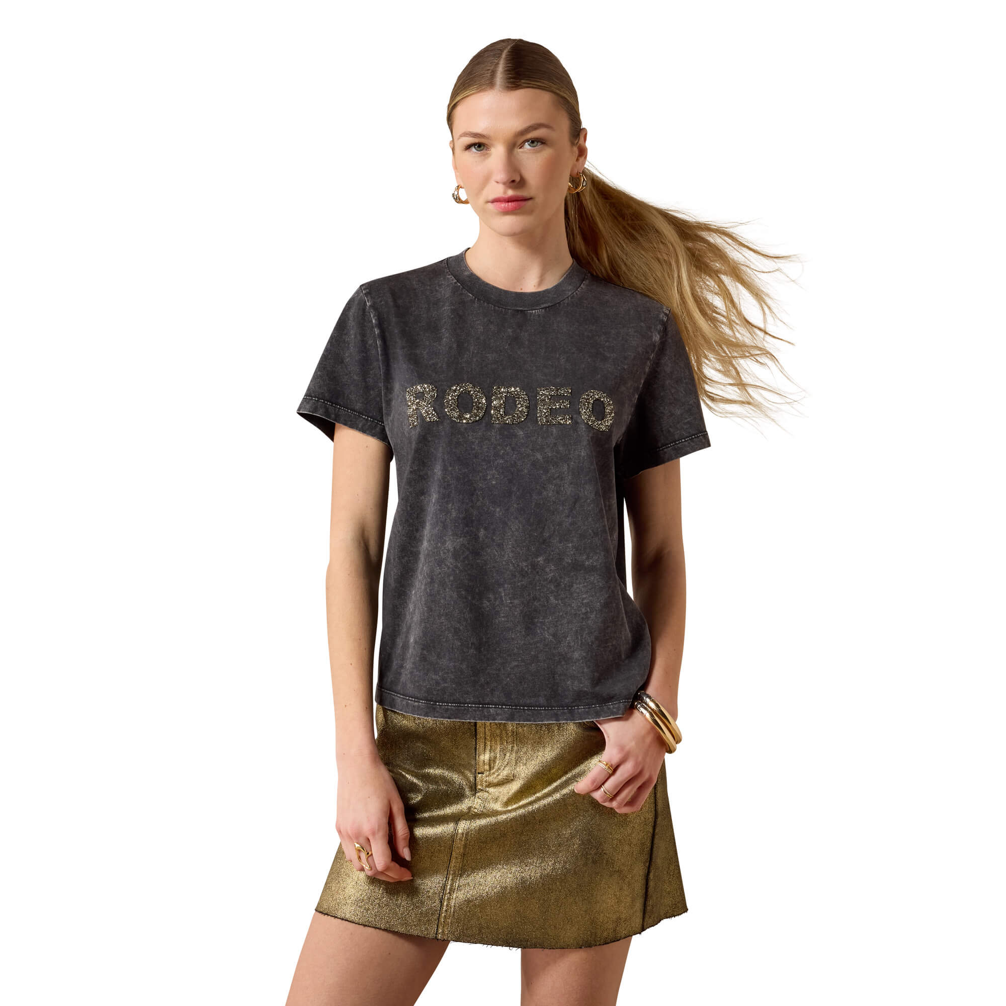 Women's Rockstone T-Shirt in Black Cotton, Size: XS by Ariat