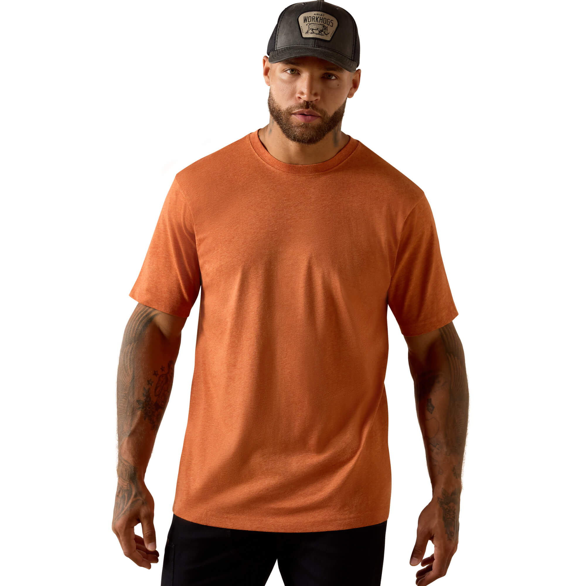 Men's Rebar Cotton Strong Standard T-Shirt in Sunset Orange Heather, Size: XL-T by Ariat