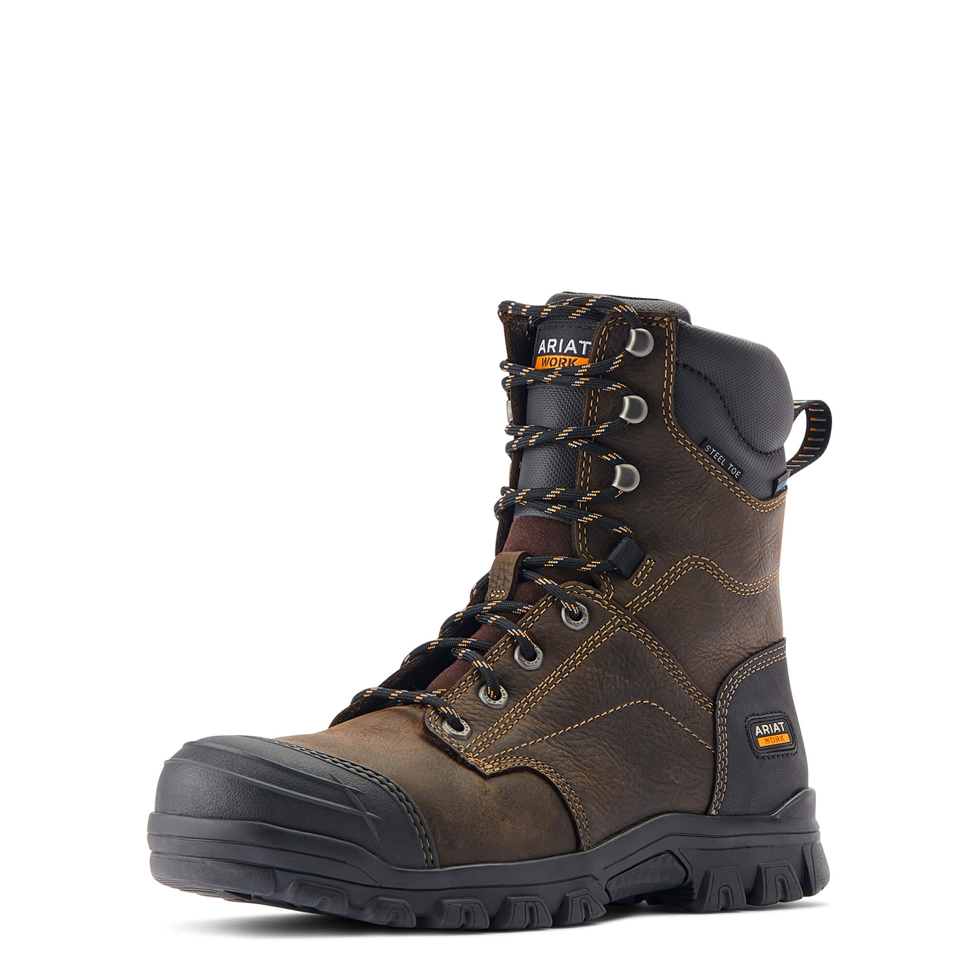 Ariat Men's Treadfast 8 Dark Brown Waterproof Steel Toe Work Boots 10042496