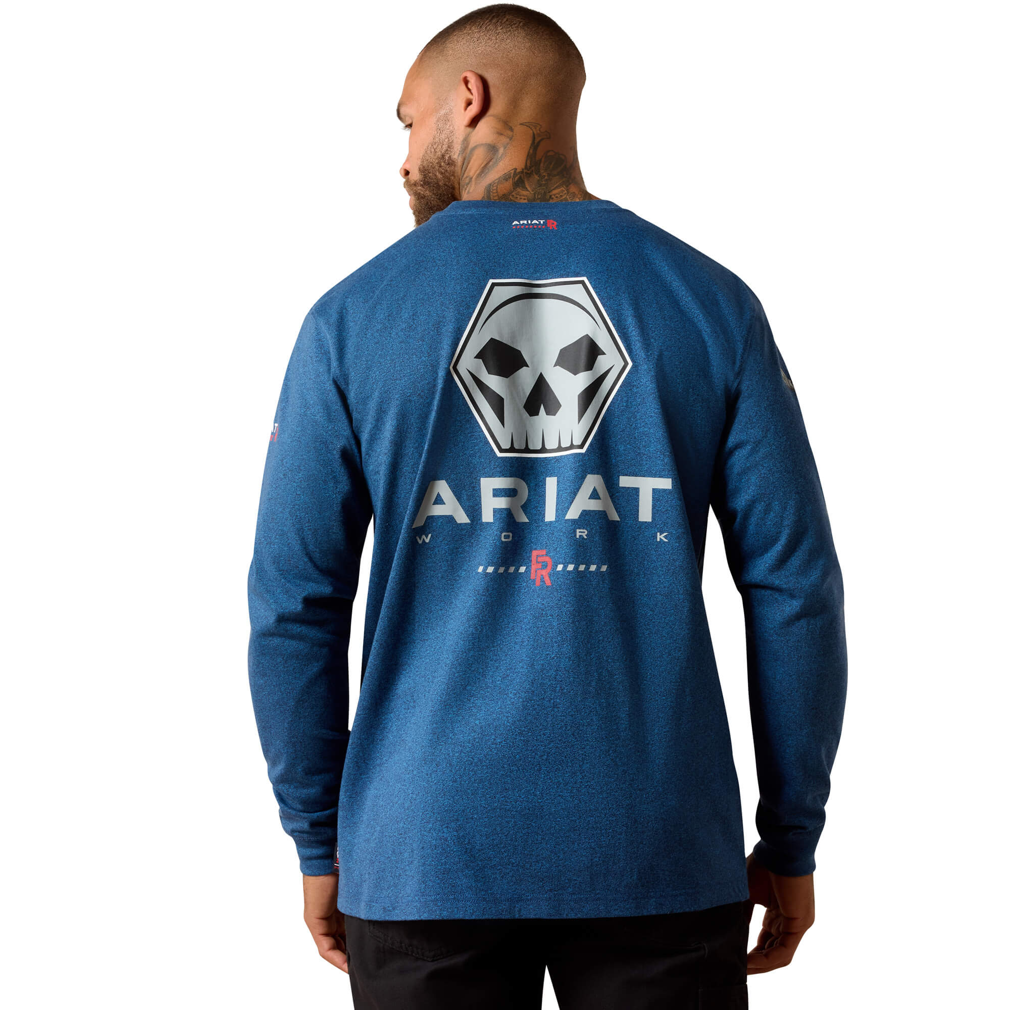 Men's Flame-Resistant Air Bolt Long Sleeve T-Shirt in Dark Denim Jaspe, Size: XL-T by Ariat