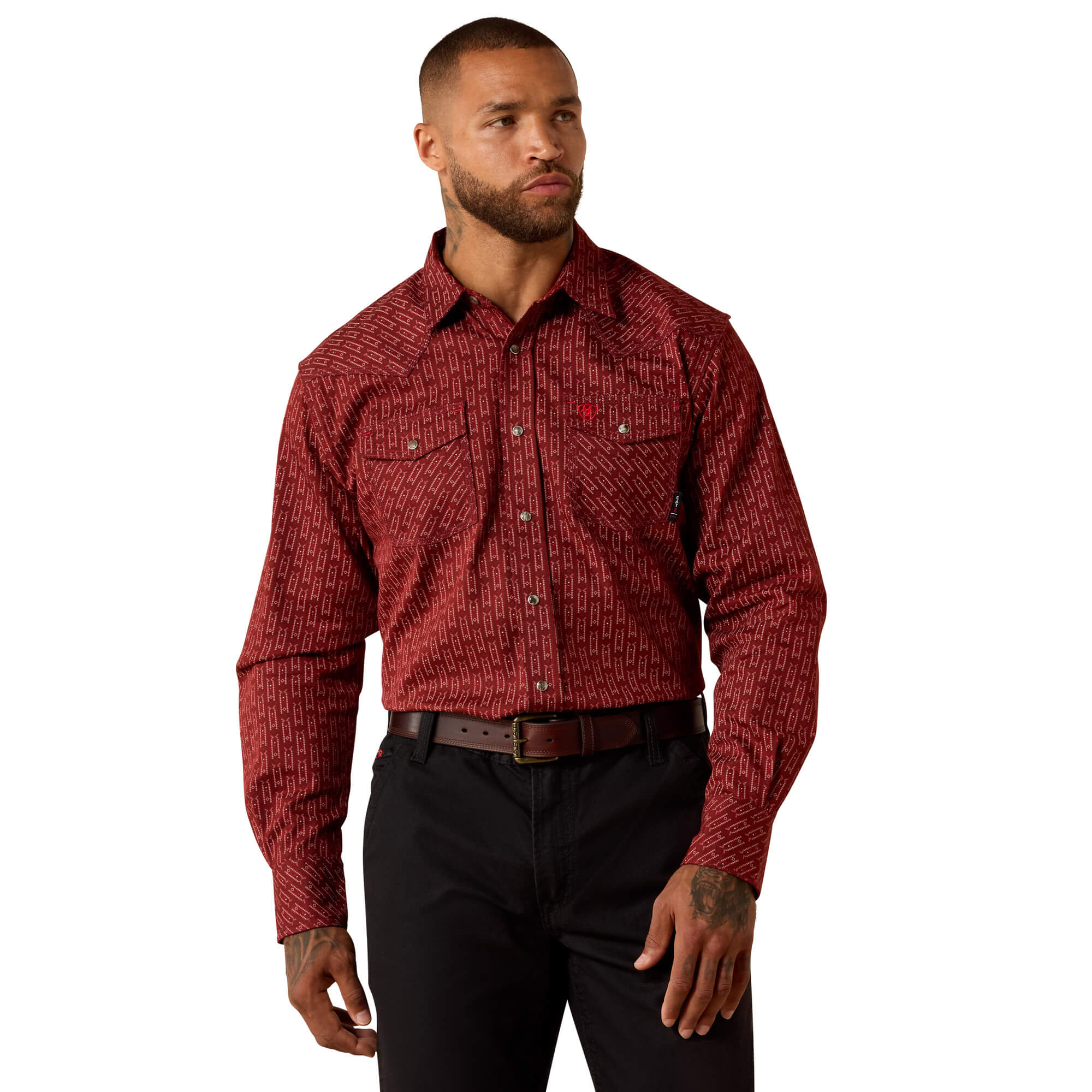 Men's Flame-Resistant Clemente Retro Fit Snap Work Shirt in Brandy Snifter, Size: Medium by Ariat