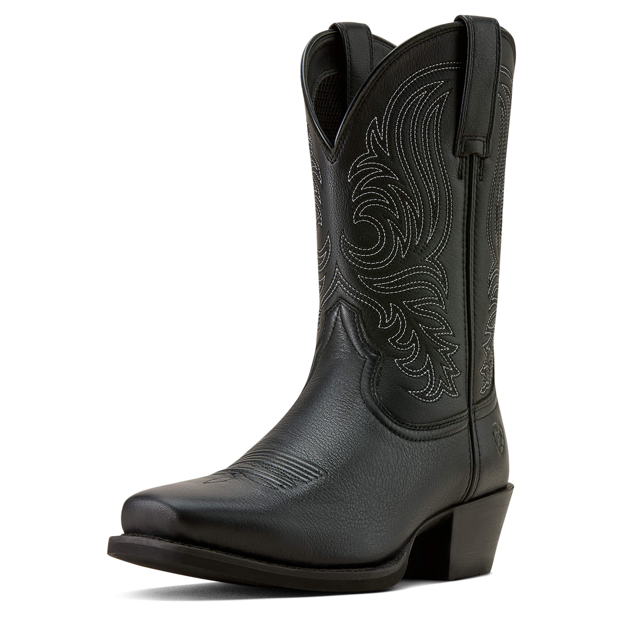 Men's Sport Lawman Square Toe Cowboy Boots in Black Deertan Leather, Size: 7 D / Medium by Ariat