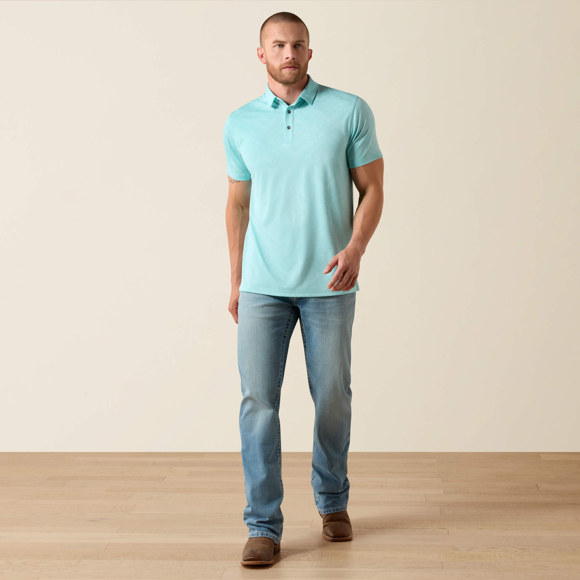 Jacquard Printed Fitted Polo - thumbnail 3