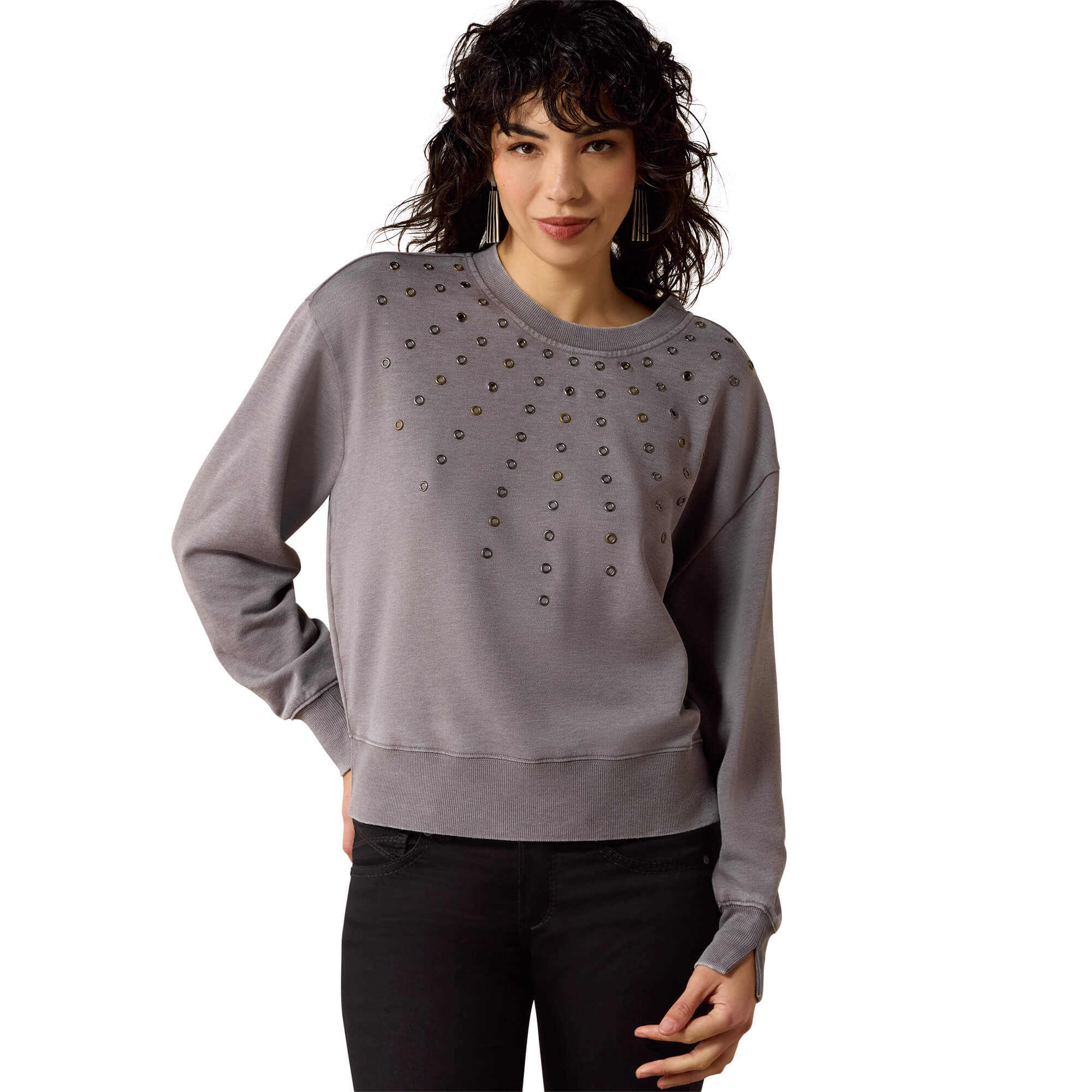 Women's Angela Sweatshirt in Stormfront Cotton/Polyester, Size: XS by Ariat