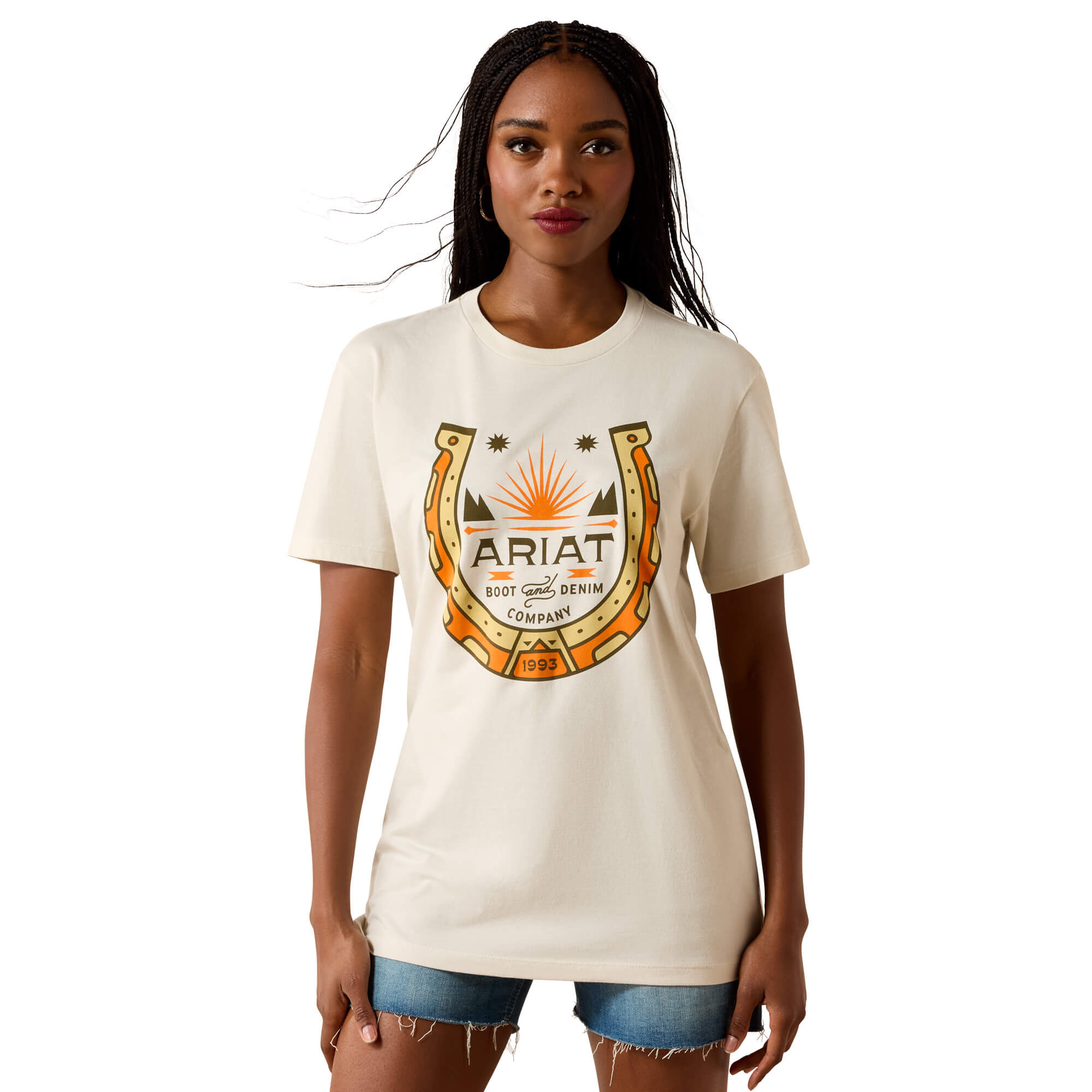 Women's Lucky Shoe T-Shirt in Ivory, Size: Large by Ariat