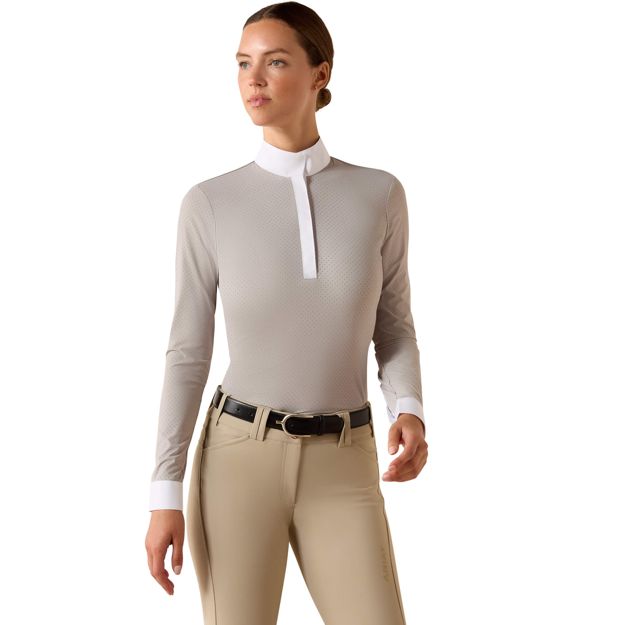 Women's Breathe Show Shirt in Grey, Size: Large Regular by Ariat